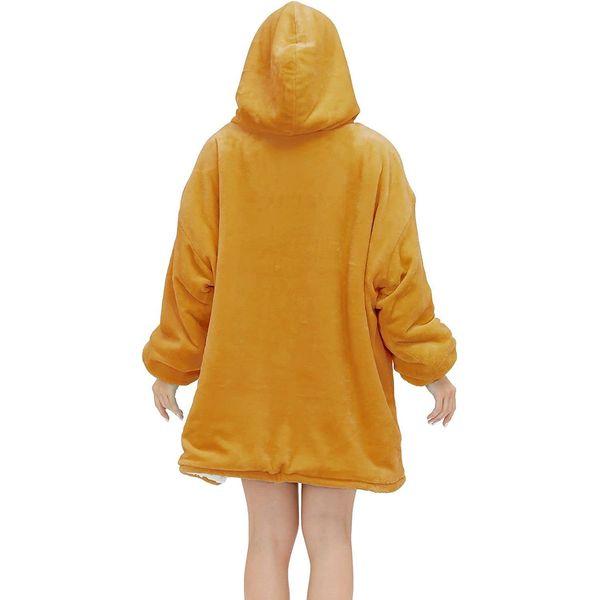 Hoodie Blanket Super Sherpa Fleece Oversized Wearable Blanket Warm Big Hooded Sweatshirt for Women Girls Teenagers Teens Adults Men Friends Yellow 3