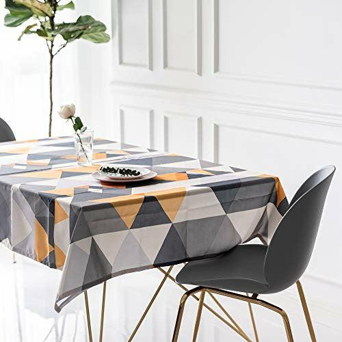 Table Cloth Geometric Shapes Triangle Modern Pattern Rectangular Square Folding Table Cover Waterproof Polyester Cotton Curtain for Kitchen Home Decor (55 * 98in/140 * 250cm) 3