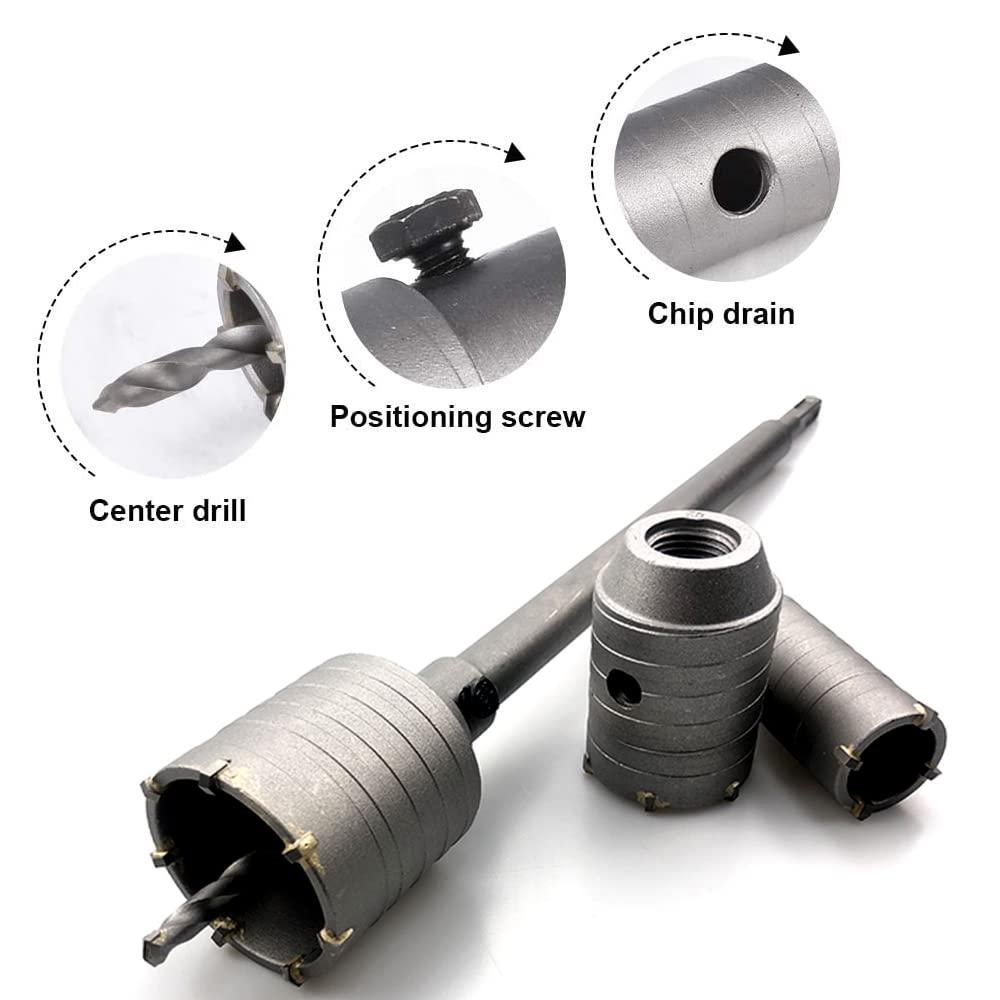 Round Handle Hole Saw Cutter Set, 350mm SDS Plus Shank Concrete Wall Drill Bit with 30/40/50 mm Expansion, Durable and Stable, for Install Air Conditioners, Hoods, or washing machines Machines Etc. 2