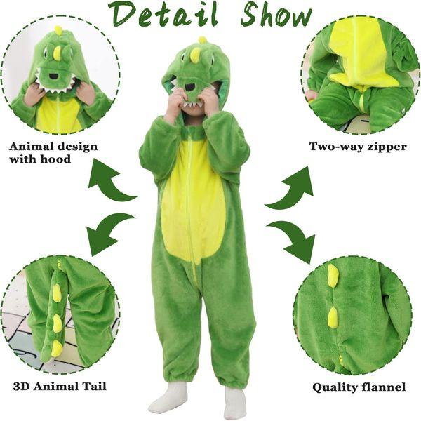 Doladola Baby Boys Girls Cartoon Animal Hooded Onesies Infant Pajamas Romper(0-3 Months,Green Dinosaur) 1