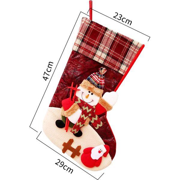 ZHUYAO Large Santa Stocking for Filling as Christmas Gift Bag Hanging Stockings for Fireplace Christmas Tree Gift Bag Candy Bag with Snowman 1