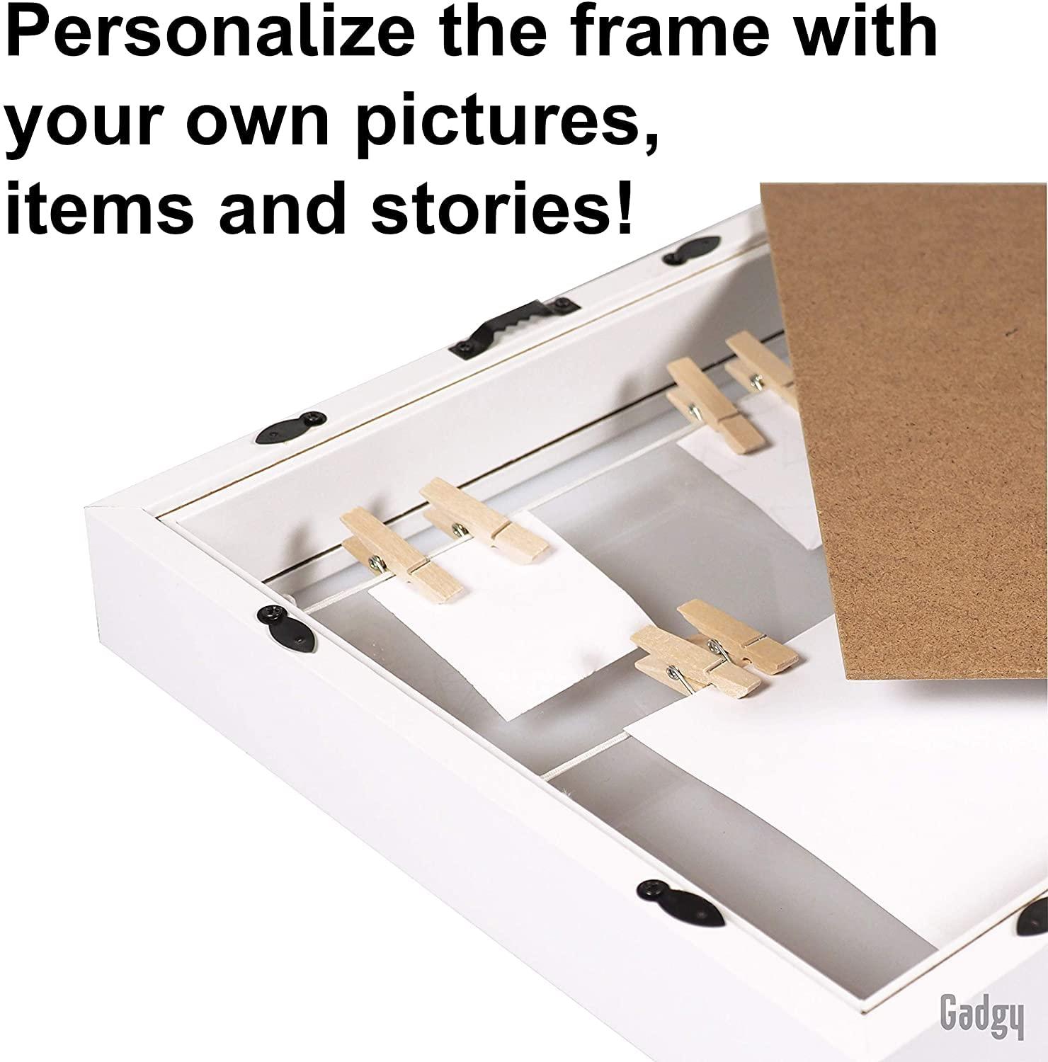 Gadgy Shadow Box Frame with 18 Clips | 10 x 10 Inch. | Picture Box White | 3D Frame | Box Frame for Crafts 3D Deep | Deep Box Frame | Box Picture Frame | Deep Photo Frame 2