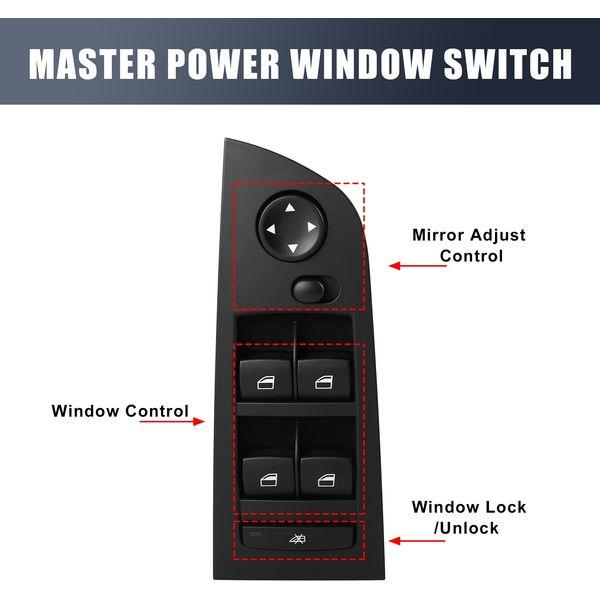X AUTOHAUX 61319217329 Car Master Power Window Switch Driver Side Black 3