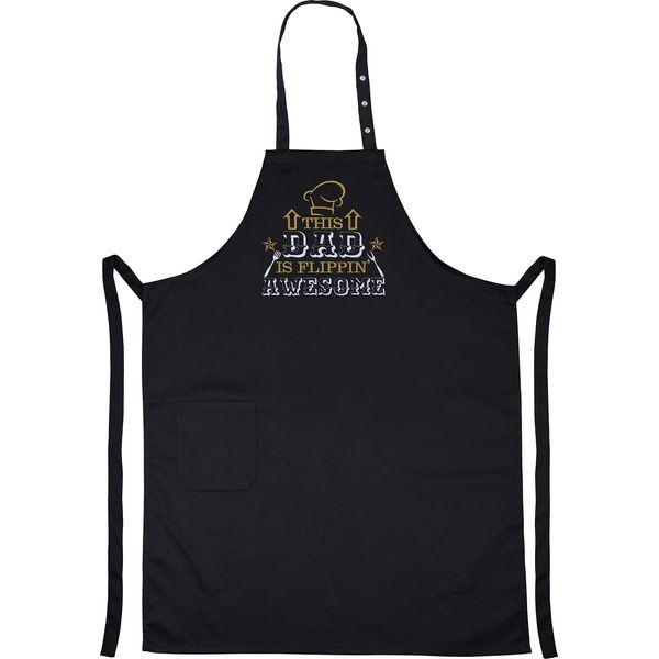 EXPRESS-STICKEREI Unique Men Bib Apron with Funny Slogan THIS DAD IS FLIPPIN AWESOME Adjustable Cooking Aprons with Pocket to hold Utensils, Spice Jars, Bear, Recipes | Gift for Dads on Fathers Day 1