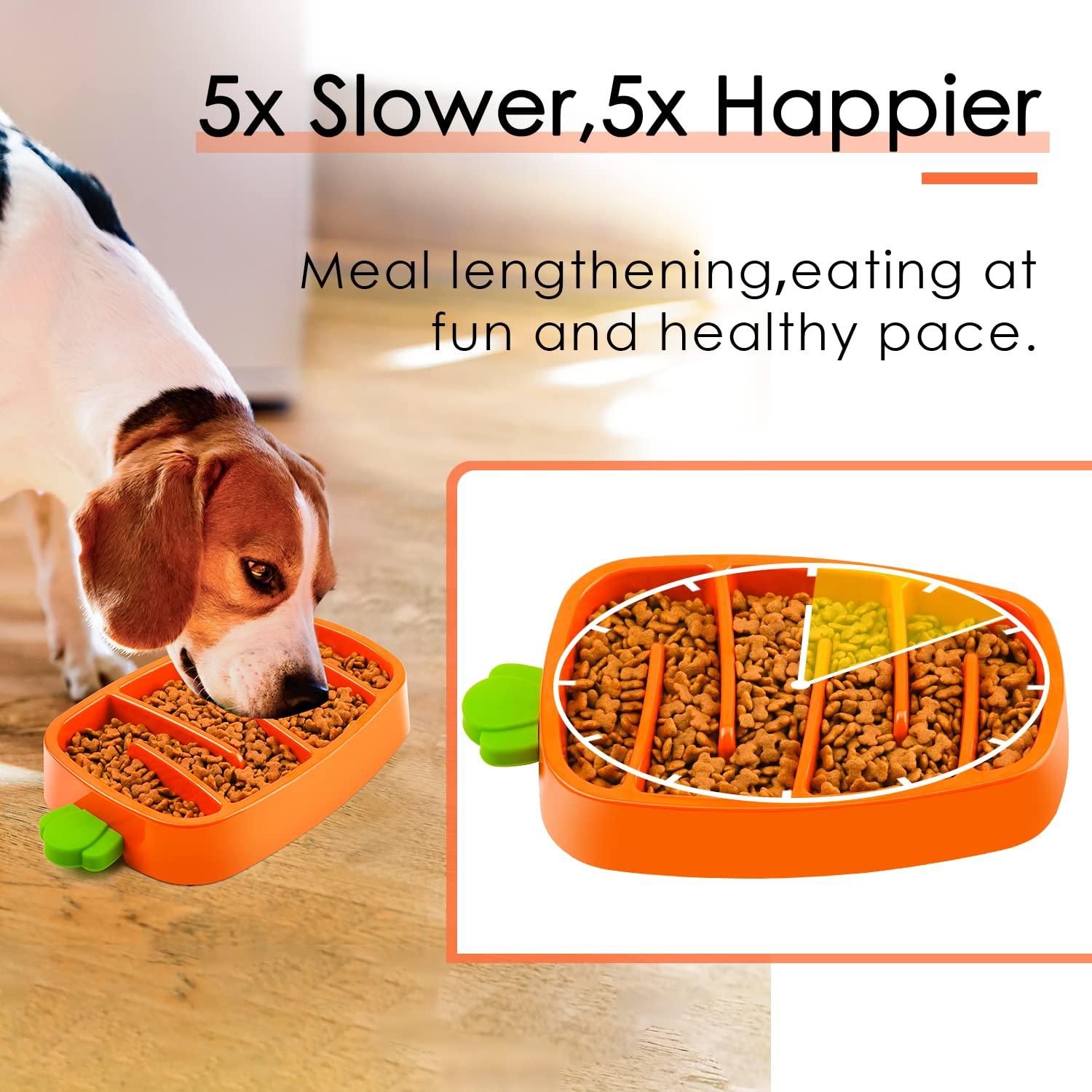 SUPER DESIGN Gobble-Stop Slow Feeder Dog Bowl Slow Eating Anti-Gulp BPA Free Melamine Bowl Fun Interactive Pet Bowl for Dogs Cats Puppies 2