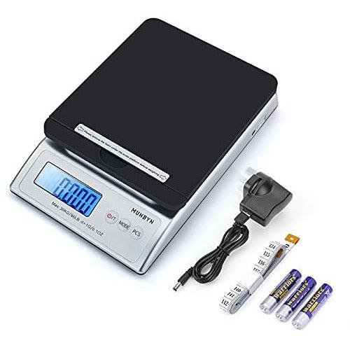 MUNBYN Digital Postal Scales, Parcel Postage Shipping Scale 30kg 66lbs Electronic Mail Scale with Hold and Tear Function, Includes Tape measure, AC Adapter and 1.5Vx3AAA 0