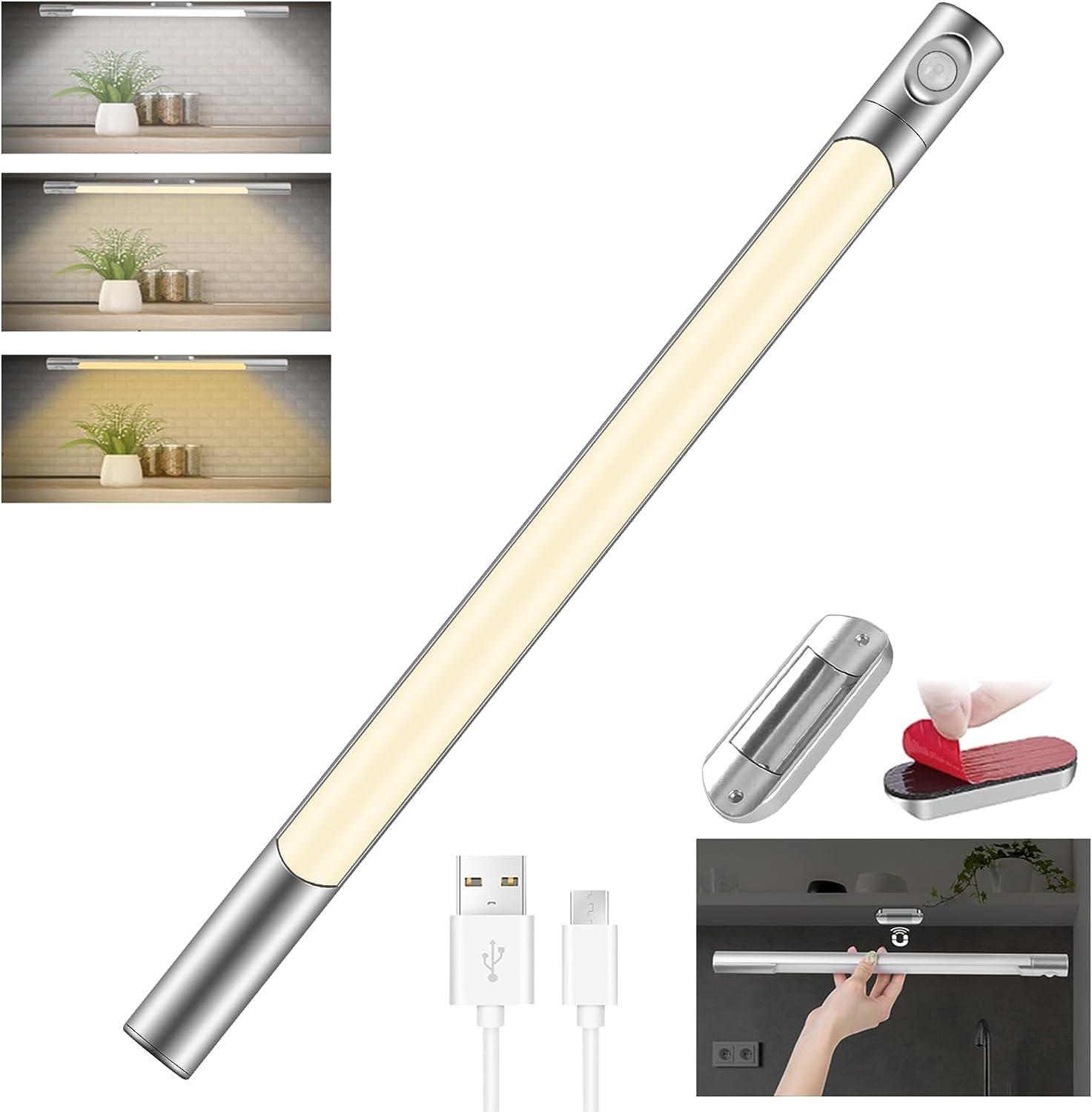 2500mAh Rechargeable Battery Lights, 40cm Dimmable Motion Sensor Light, Magnetic Led Strip Light Bar, for Reading, Closet, Cabinet, Makeup Mirror, Bedside, Study Light, 3000-6500K, 3 Lighting Modes 5