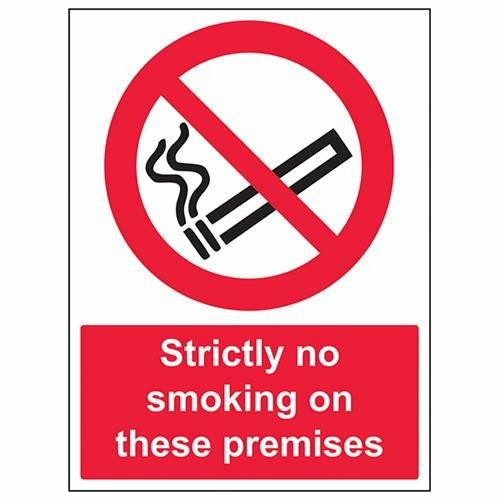VSafety Strictly No Smoking On These Premises Prohibition Sign - Portrait - 300mm x 400mm - Self Adhesive Vinyl 0