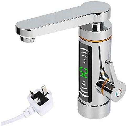 Electric Instant Heater Tap,Electric Instant Heater Faucet,360Â° Rotatable Stainless Hot Water Kitchen Tap with LED Temperature Digital Display,British Plug 0