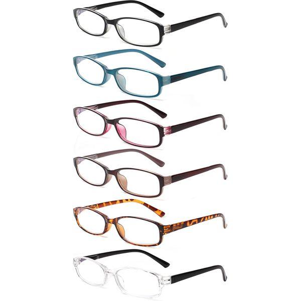 Kerecsen 6 Pack Reading Glasses for Women Men Blue Light Blocking With Spring Hinge computer readers for Ladies Eyeglasses (6 Pairs Mix, 0.50, multiplier_x)