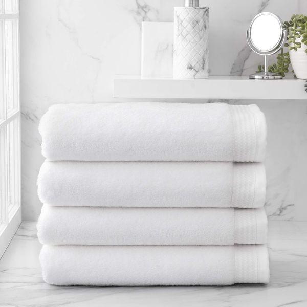 Welhome Madison White Bath Towels | 4 Piece Set | Softer & Lofter Wash After Wash | Hygro-Cotton | Luxury Bathroom Towels | Lightweight Highly Absorbent | Sustainable | Quick Dry Shower Towels 0