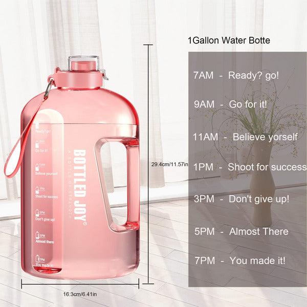 GHONLZIN Water Bottle, 1 Gallon Fitness Sports Water Bottle with Time Marker Tracker for Measuring Daily Water Intake 100% BPA-Free for Athletic,Excerise 2