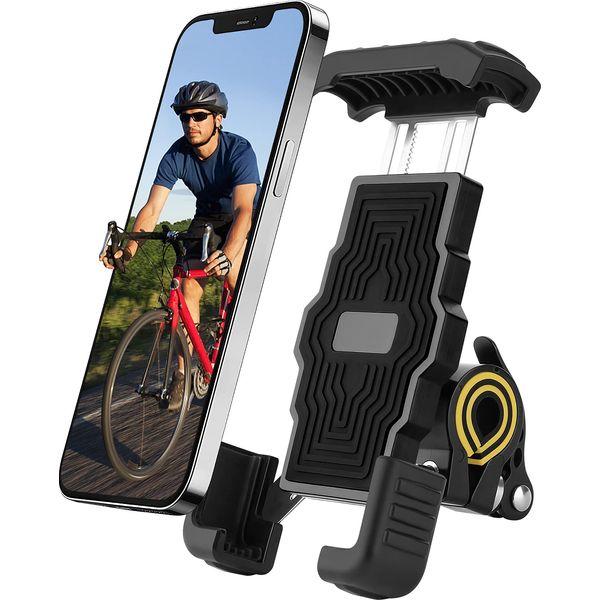 Vorally Bike Phone Holder, Adjustable Motorbike Phone Holder 360° Rotatable Motorcycle Phone Mount Stand Handlebar Lock Stable for 4.7”- 6.8” Mobile Phone Holder Universal