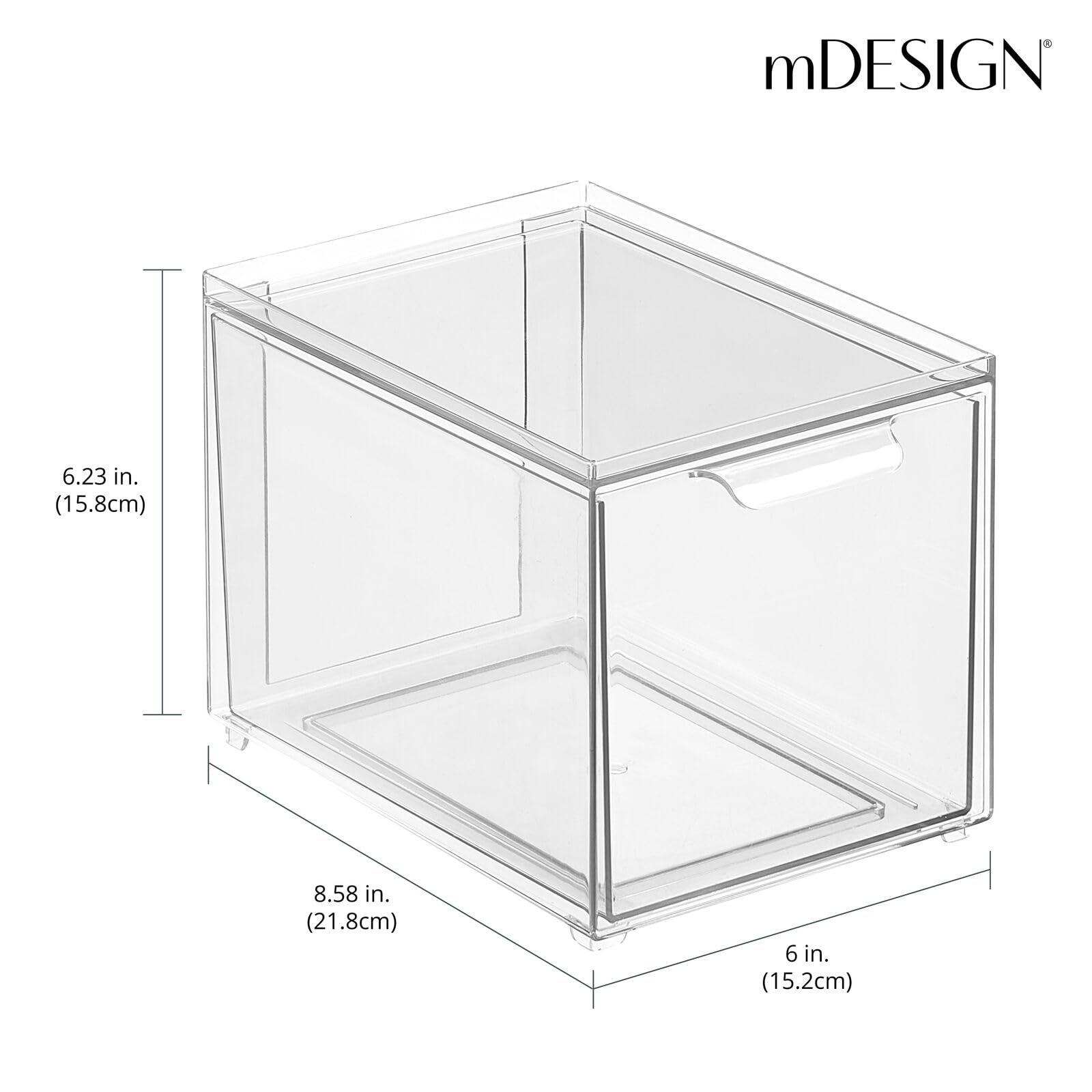 mDesign Shoe Storage Box with 2 Drawers - Sturdy Plastic Storage Box for Shoes - Stackable Drawer Box for Shoes, Accessories and More - Pack of 2 - Clear 3