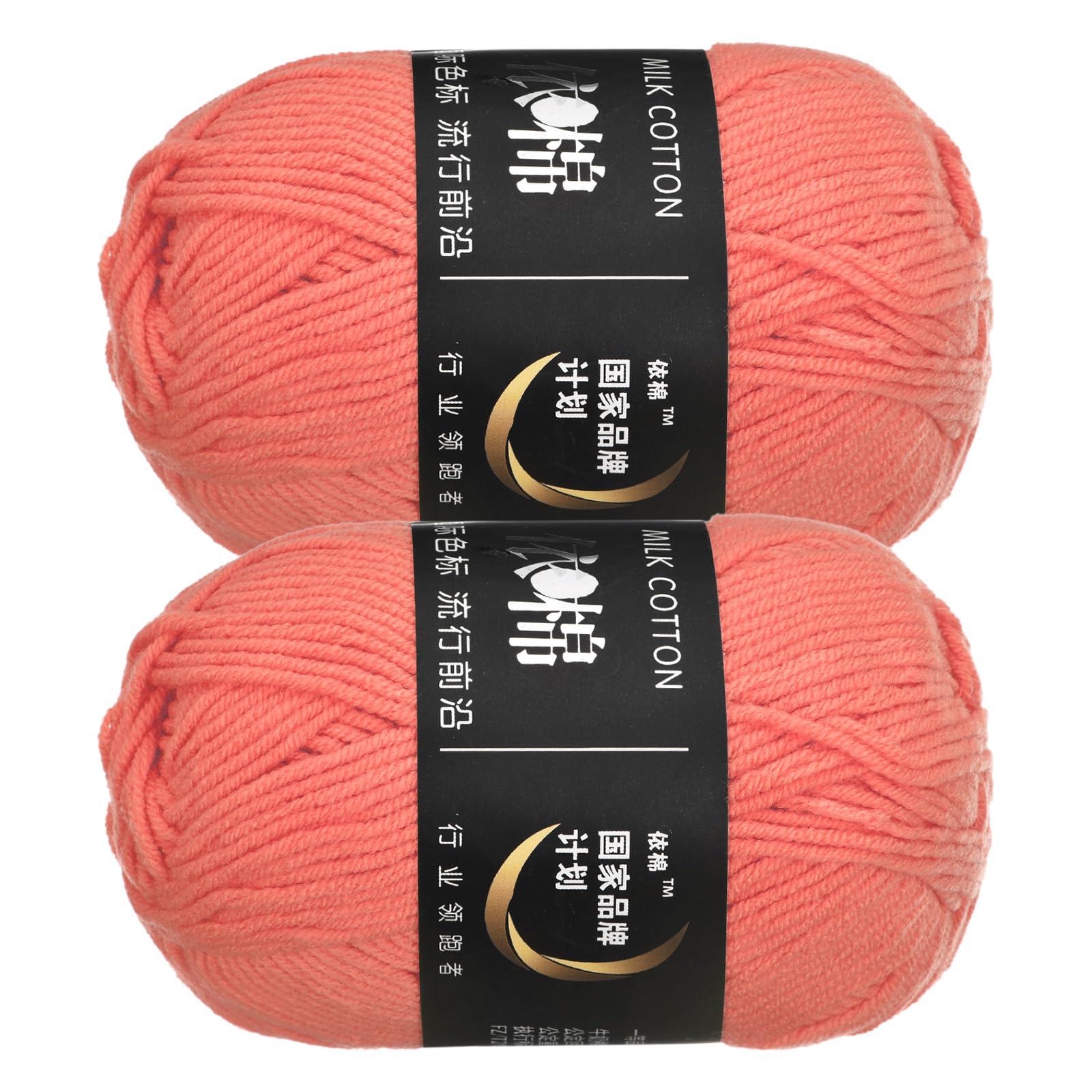 sourcing map Acrylic Yarn Skeins, 2 Pack of 50g/1.76oz Soft Crochet Yarns for Knitting and Crocheting Craft Project, Brick red