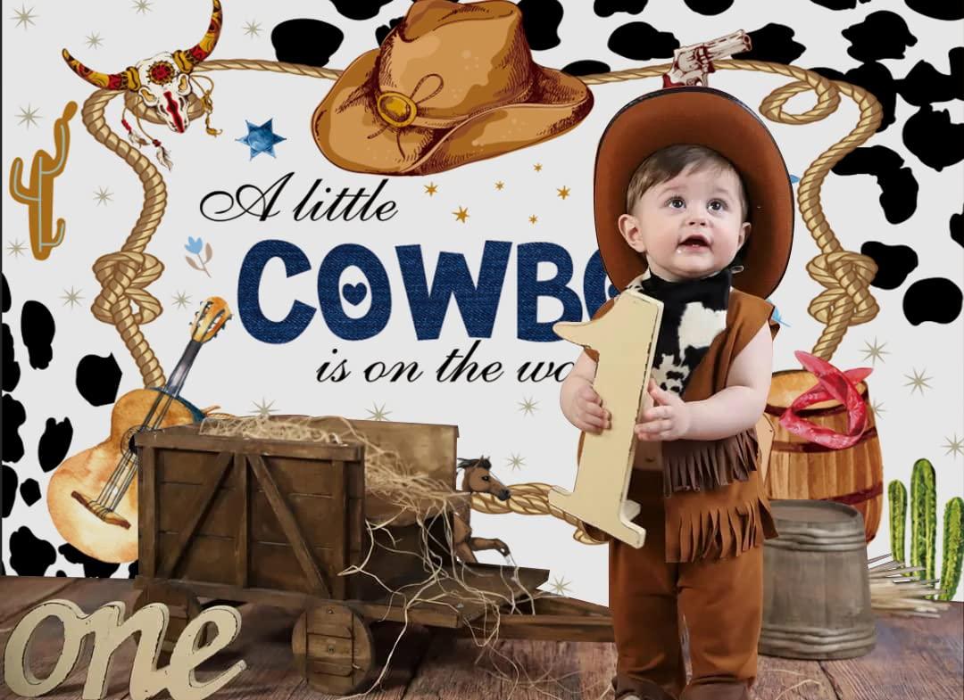 Cowboy Baby Shower Backdrop Wild West Cow Country Theme party Photography Background for Boy Baby Shower Party Decorations Photoshoot (7X5FT) 2