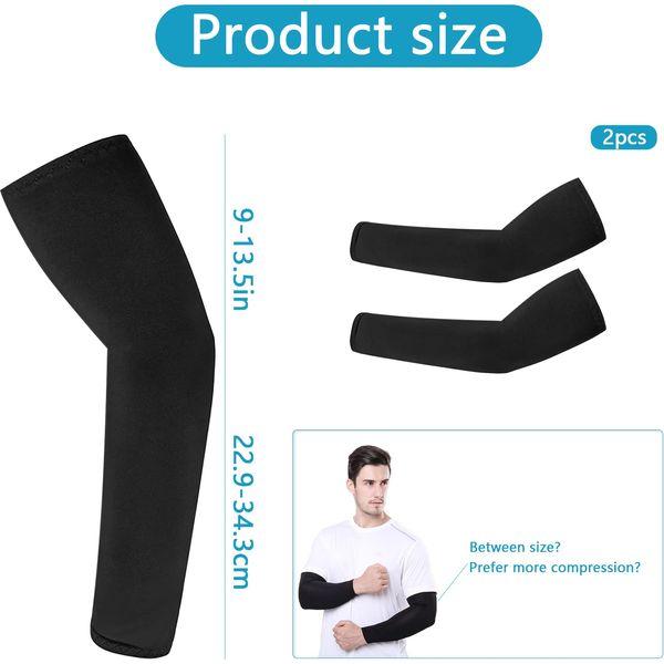 GLAITC Arm Sleeves for Men Women 2 Pairs UV Sun Protection Arm Sleeves Cooling Arm Sleeves Breathable Arm Sleeve to Cover Arms for Cycling, Driving, Outdoor Sports, Golf, Hiking (Black and Black) 2