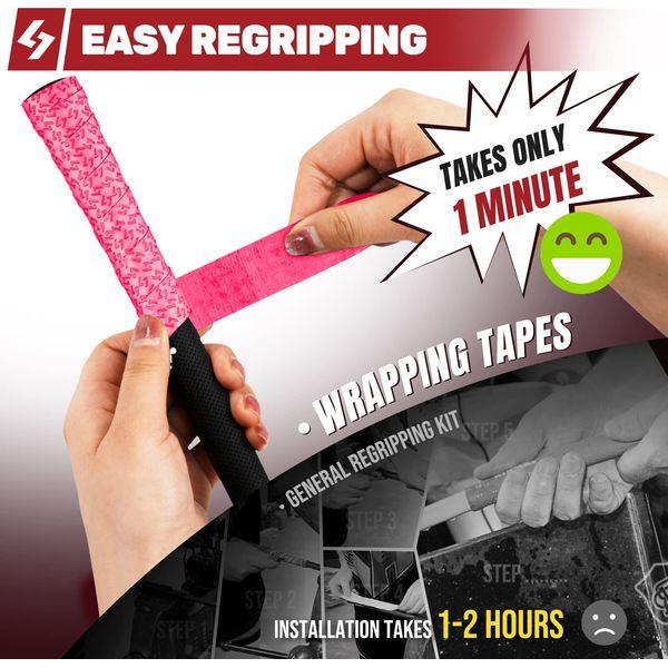 SAPLIZE Golf Grip Wrapping Tapes, 15-Pack Tacky PU Overgrip Tapes, New Regripping Solution for Golf Club Grips, Pink 2