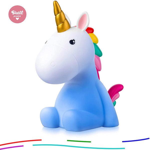 Sweet Ponies Unicorn LED Night Light - Color Changing Bedroom Lamp in Gift Package - Rechargeable 4