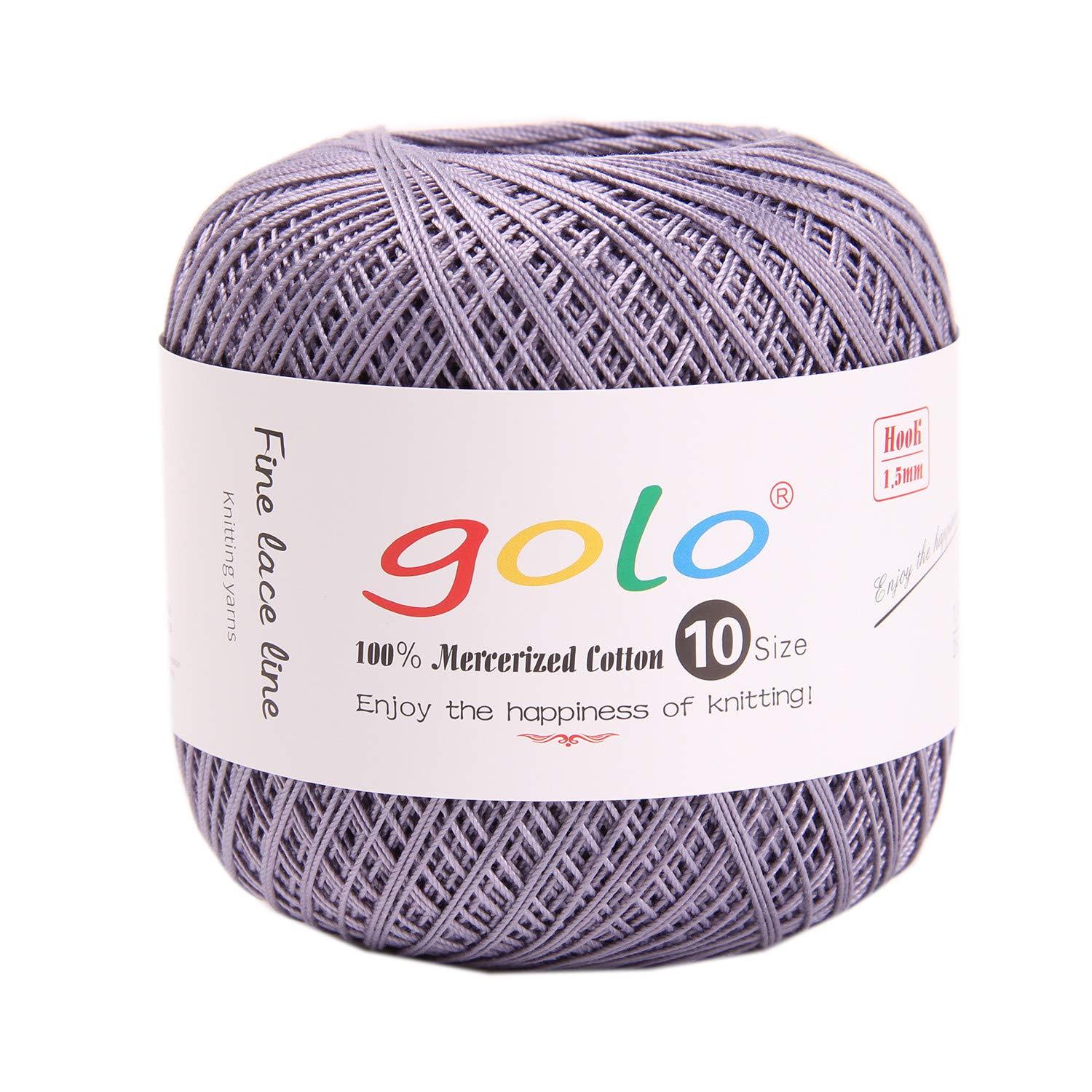 golo Crochet Yarn Size 10 Yarn for Hand Knitting Lace Yarn (Purple Silver) 0