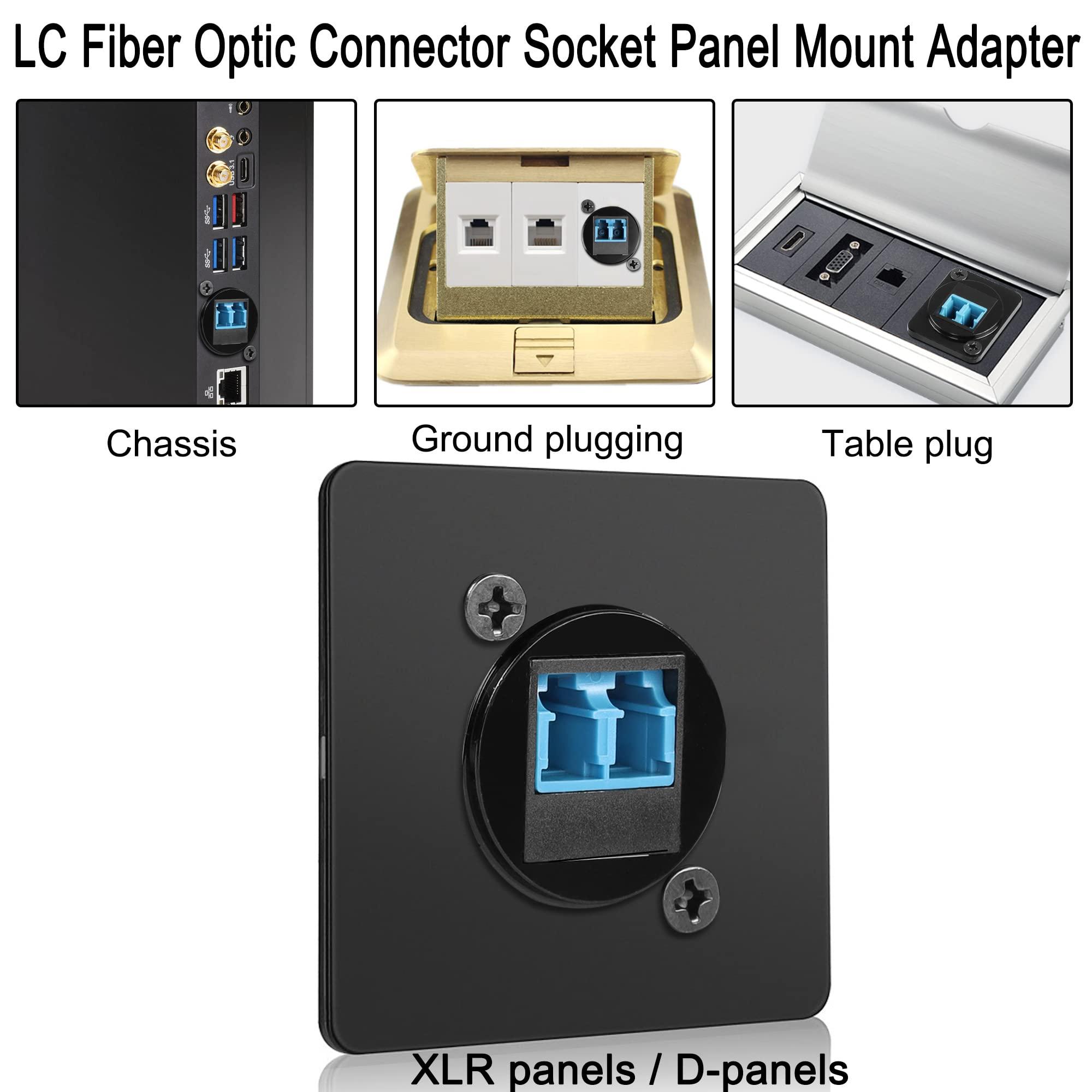 QIANRENON LC Fiber Panel Mount Adapter LC Fiber Optic Connector Socket LC Fiber Coupler Module. XLR Panel/D-Panel Mount, for Fibre Optic Network LAN Integrated Cabling 9