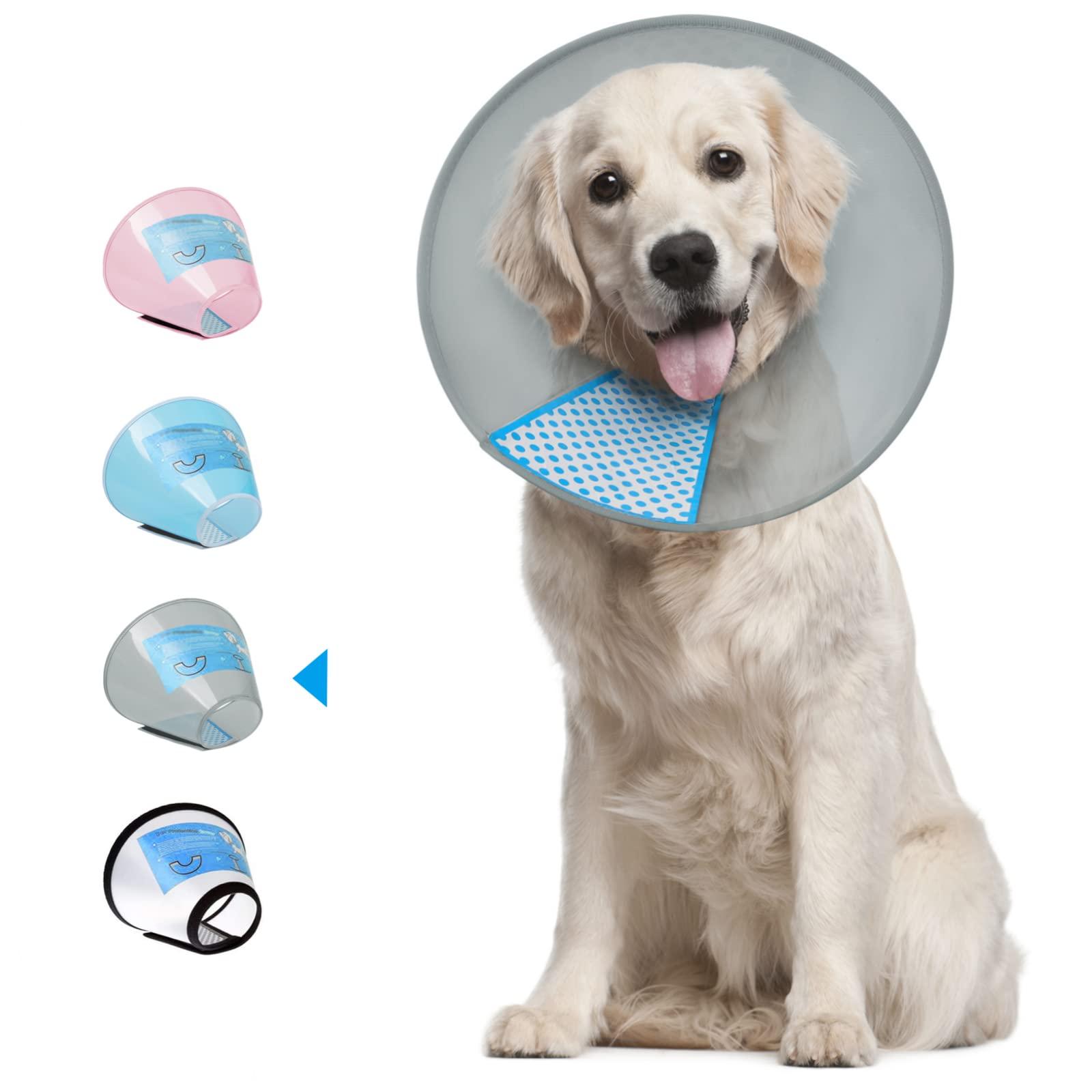 Supet Dog Cone Adjustable Pet Cone Pet Recovery Collar Comfy Pet Cone Collar Protective for After Surgery Anti-Bite Lick Wound Healing Safety Practical Plastic E-Collar for Dogs and Cats (Grey S) 0