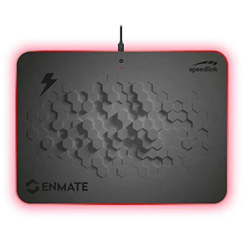 Speedlink Enmate RGB Charging Mousepad Gaming Mouse Mat with Induction Charging Function (10 Powerful Lighting Modes - Non-Slip Backing - 1.4 m Cable Length) Grey ,SL-620001-GY 1