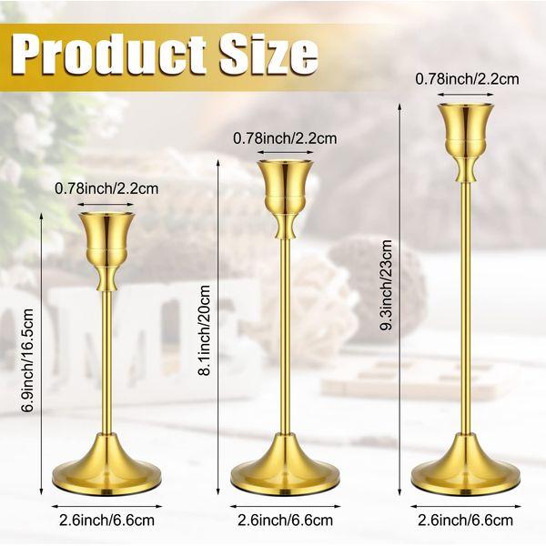 6 Pcs Romantic Candle Holder Taper Candle Holders Table Decorative Candlestick Holders Rustic Candle Stick Holder Metal Candle Stands for Wedding Christmas Dinning Party Anniversary Home Decor (Gold) 3