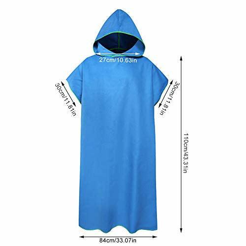 Wilxaw Changing Robe Towel, Hooded Poncho Beach Bath Pool Swimming Wetsuit Surf Adults Quick Dry Microfiber Towels Lightweight Unisex One Size Fit All for Holidays Travel Camping 1