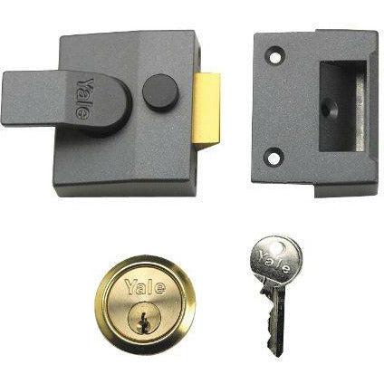 Yale P-85-DMG-PB-40 Deadlocking Nightlatch, Dark Metallic Finish/Brass Cylinder, 40 mm Backset, High Security, with Automatic Deadlock 0