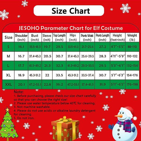 JESOHO 6 Piece Elf Costume, Men's Women's Elf Costumes, Unisex Performance Costume, Cosplay Party Costume,Fancy Dress, Christmas Elf Outfit (Size: S) 1