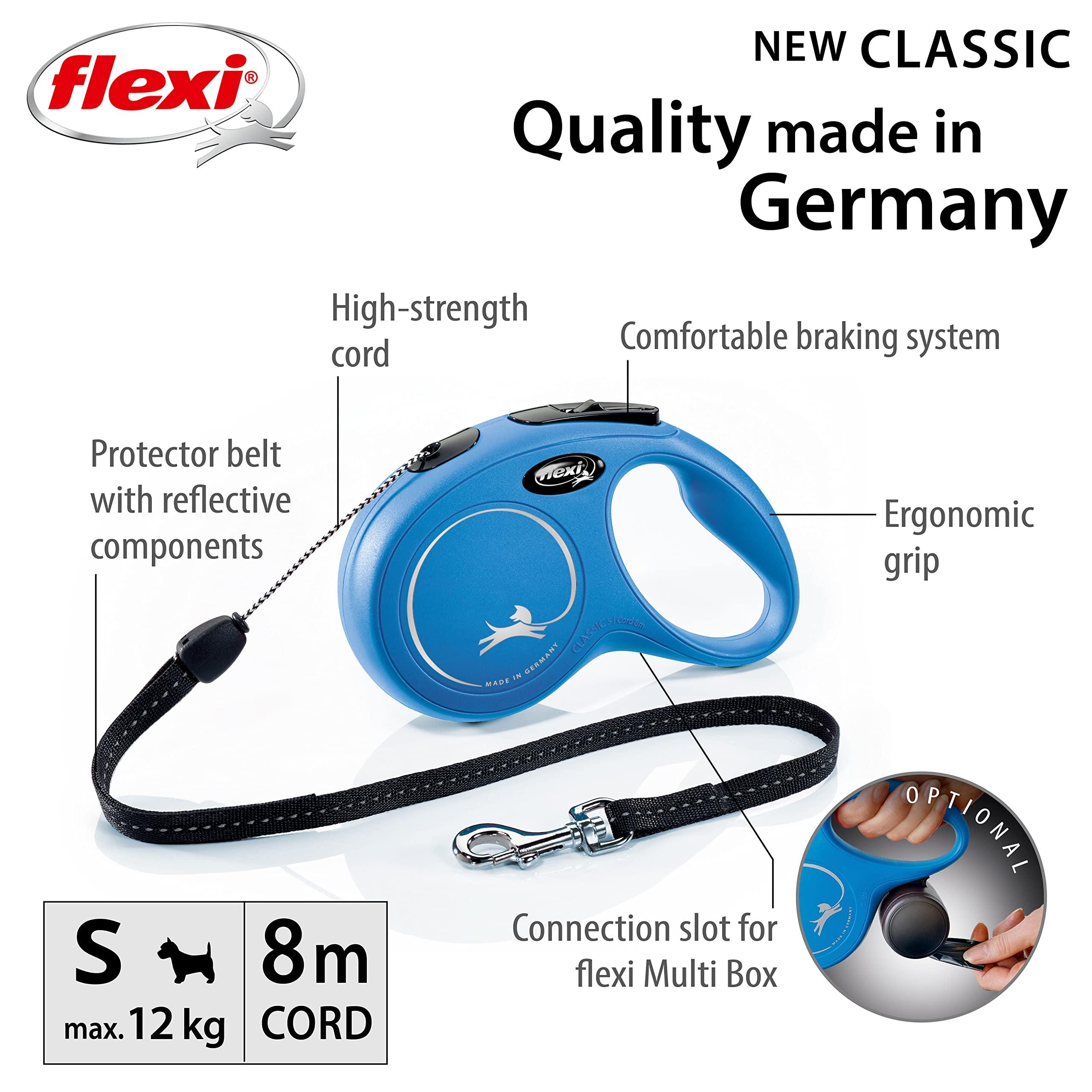 Flexi New Classic Cord Blue Small 8m Retractable Dog Leash/Lead for dogs up to 12kgs/26lbs 1