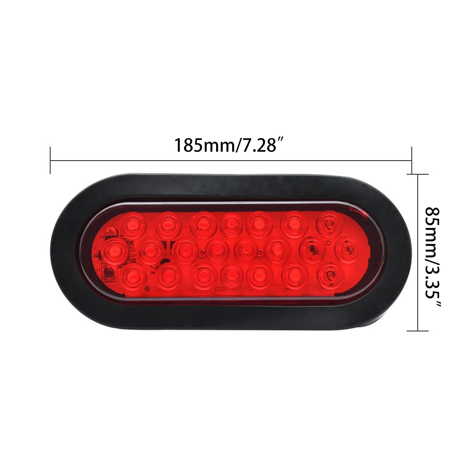 ALI2 Oval Red LED Trailer Lights Stop/Turn Tail Light 22 LED for Trailer Truck,2PCS 6