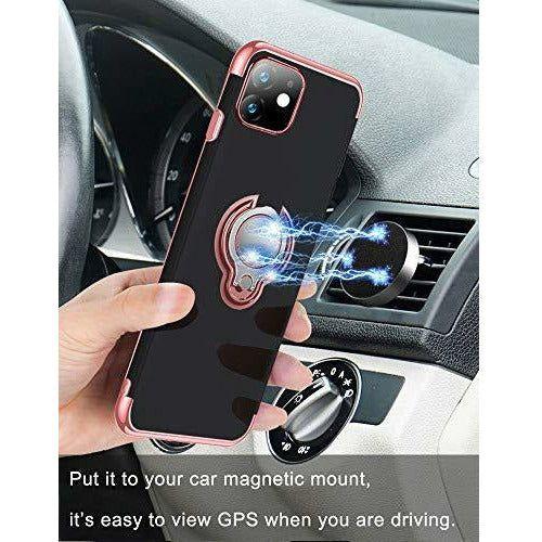 ATUSIDUN Designed for iPhone 11 6.1 Case Clear Slim 360Â° Adjustable Ring Holder in Soft TPU Thin Anti-Scratch Shockproof Impact Protection for Magnetic Car Mount 3