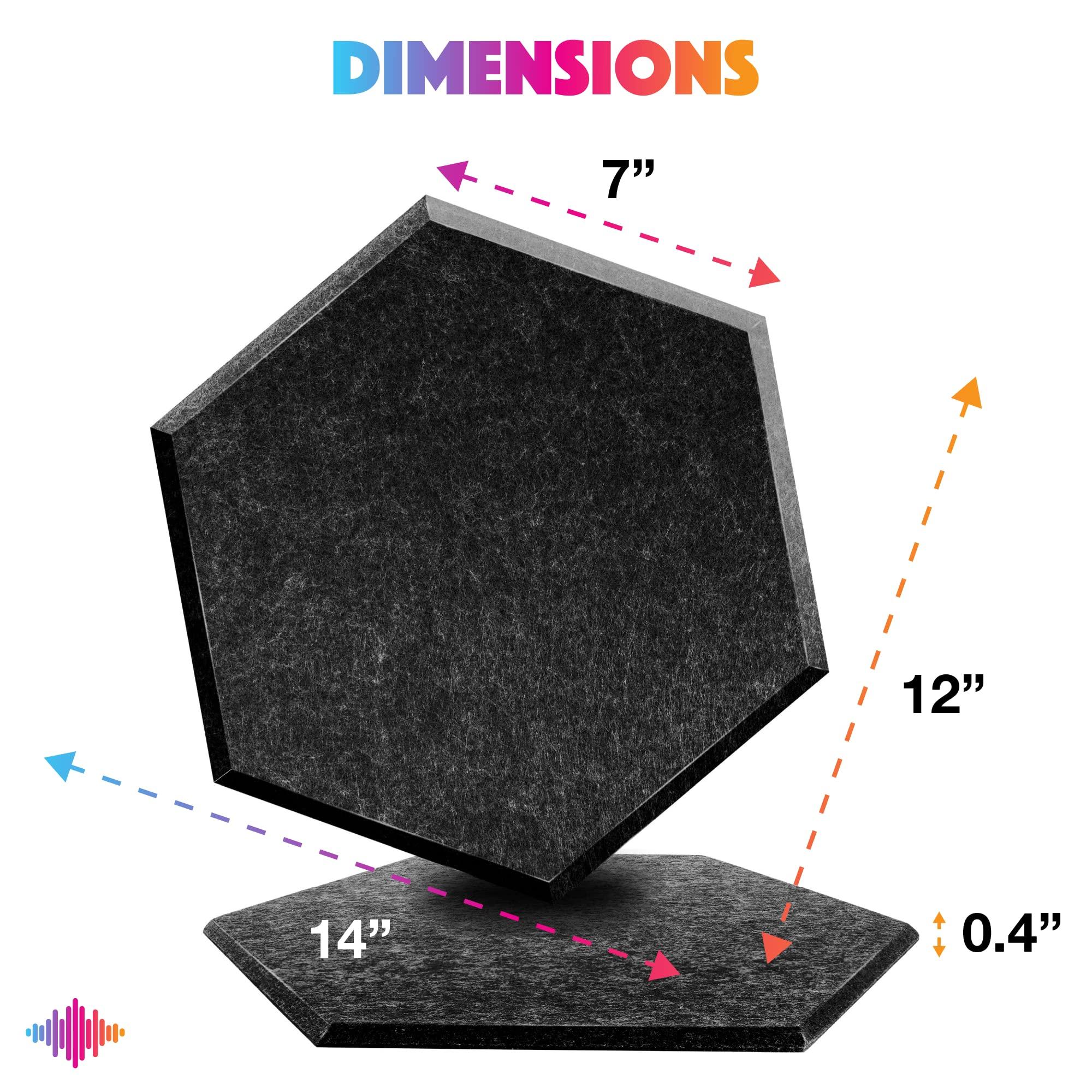 12 Pack Set Hexagon Acoustic Absorption Panel, 12 X 14 X 0.4 Inches Acoustic Soundproofing Insulation Panel Beveled Edge Tiles, Great for Wall Decoration and Acoustic Treatment (Dark Grey) 4