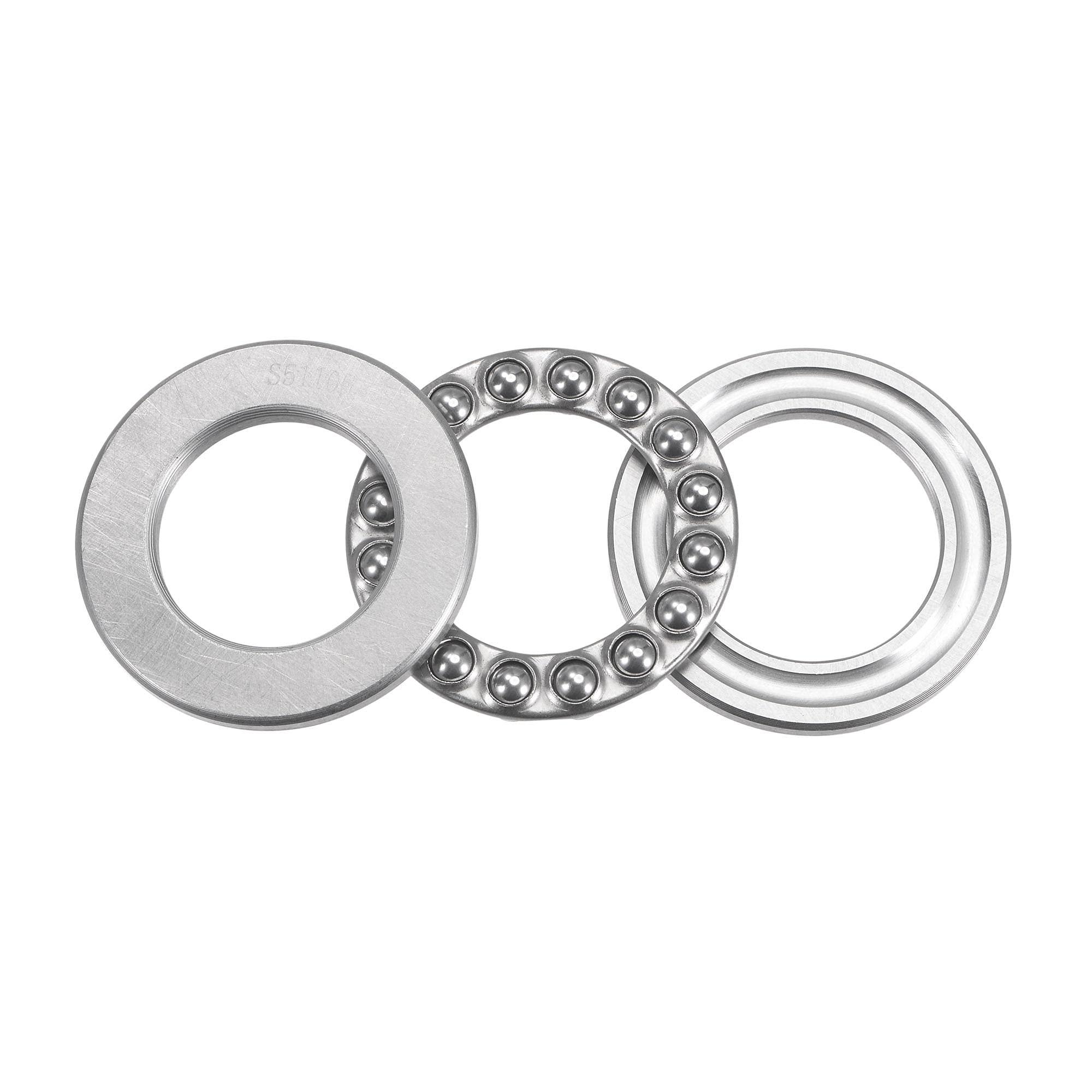 sourcing map S51105 Thrust Ball Bearing 25mm Bore 42mm OD 11mm Thick Stainless Steel with Washers