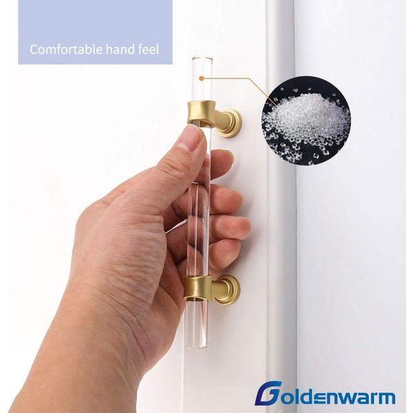 goldenwarm 10pack Gold Kitchen Handles Cupboard Handles Clear Acrylic Gold Cabinet Handles -LS9165GD128 Wardrobe Handles Drawer Handles Kitchen Cabinet Handles Hole Centers 128mm 3