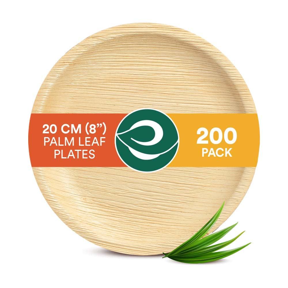 ECO SOUL Compostable 15cm Round Palm Leaf Plates | Pack of 200 | Disposable Bamboo-Like Tableware for Party, BBQ, Picnic, Wedding | Recyclable, Eco-Friendly, Alternative to Plastic & Paper Plates 0