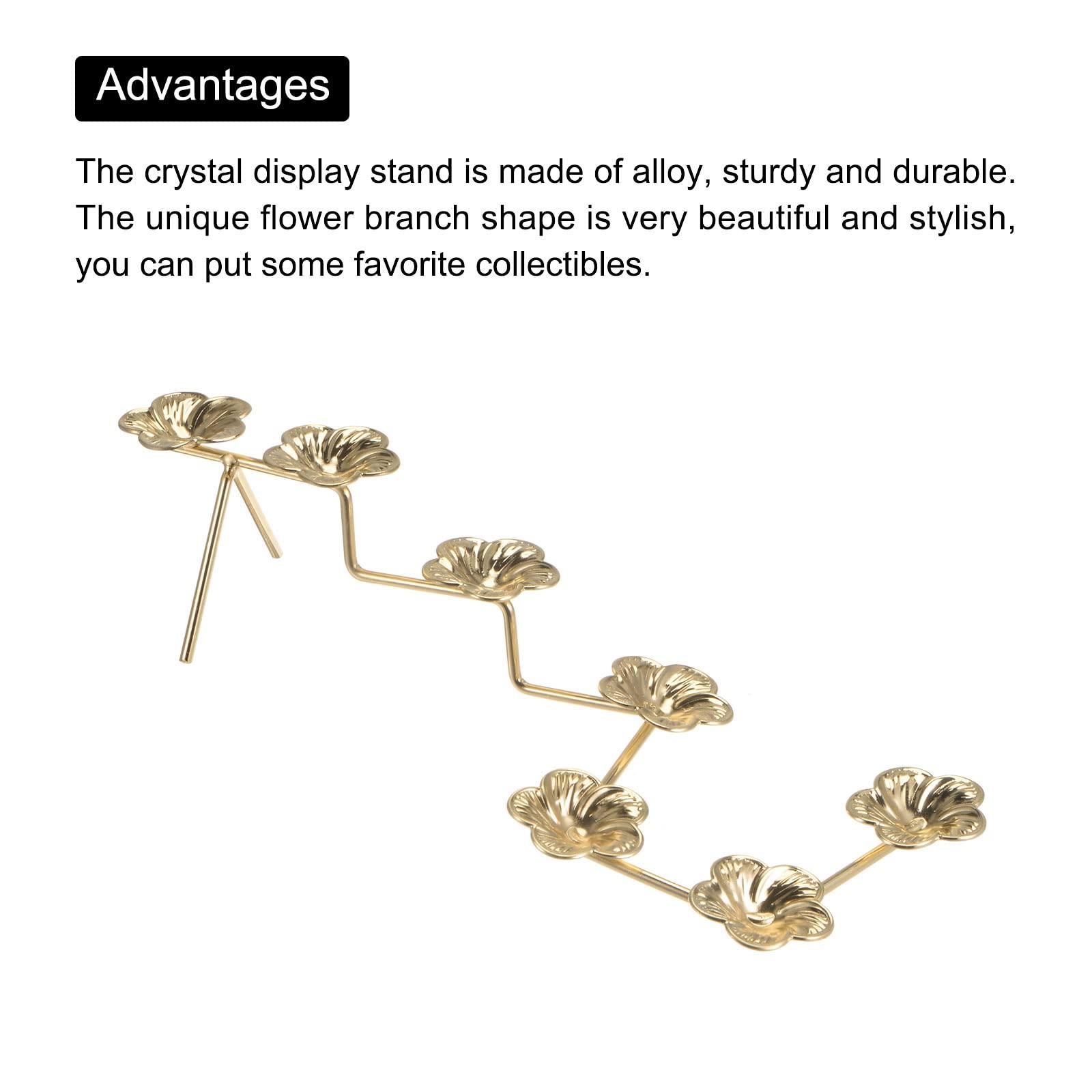 sourcing map Crystal Ball Flower Display Stand,1.417 Inch Diameter ,Metal Ball Holder, Gold 3