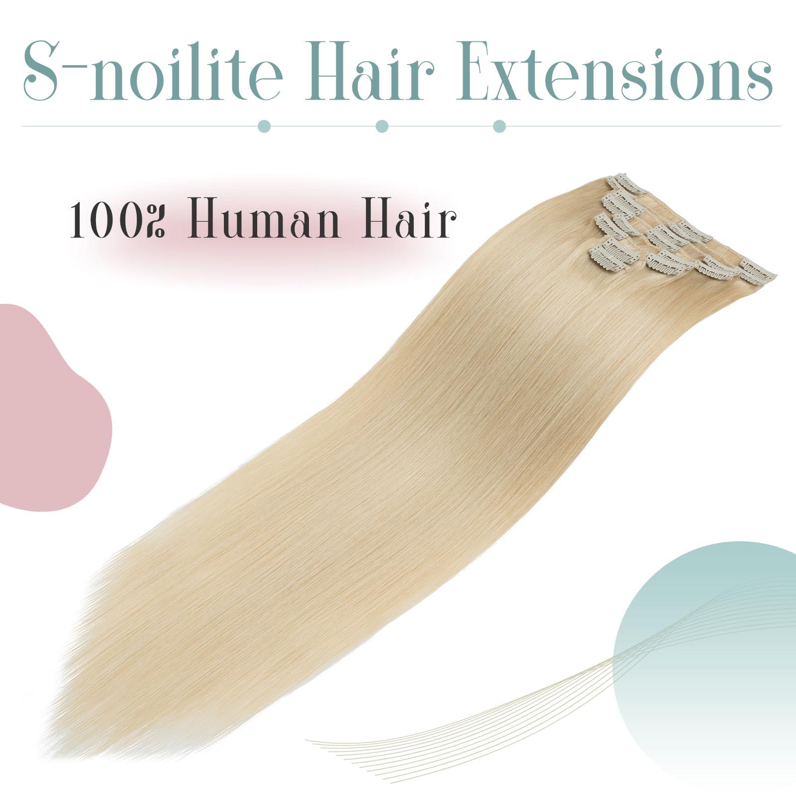 S-noilite Clip In Hair Extensions Real Human Hair Standard Weft 100% Remy Human Hair Extensions Clip In Full Head 8 Pieces 18 Clips Straight Short 10 Inch (75g) #4/27 Medium Brown/Dark Blonde 1