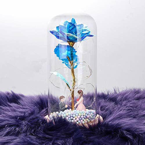 Ironhorse Unique Romantic Colorful Artificial Flower Gift Rose Light Decoration In Glass Dome Cover Home With LED Light ValentineS Day For Women Christmas Wedding Anniversary And Birthday ? 3