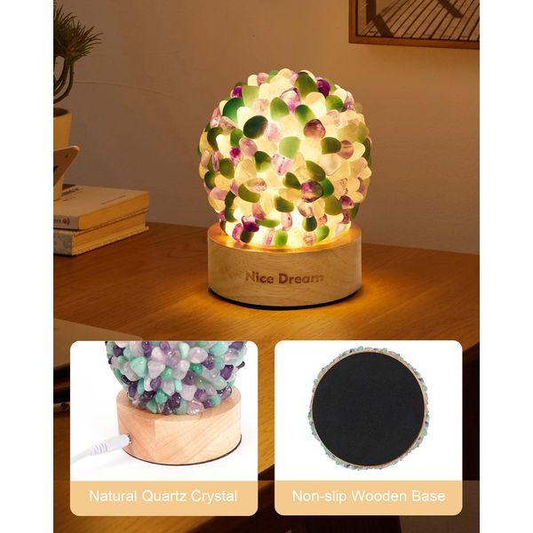 Nice Dream Colorful Crystal Night Light with Wooden Base, Small Table Lamp for Home Decor, Healing Crystal Light for Positive Energy Therapy Meditation Reiki 4