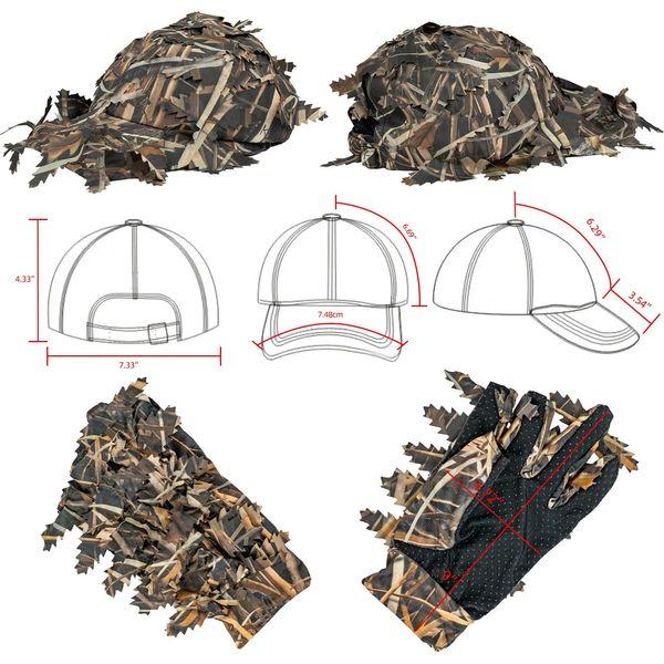 Tongcamo Hunting Face Mask Gaiter with Ghillie Hat, Camouflage Gloves Leafy, Arm Sleeves for Men Women Waterfowl Tree Camo Duck Turkey Hunting Blinds, 6 pack Hunting Accessories 4
