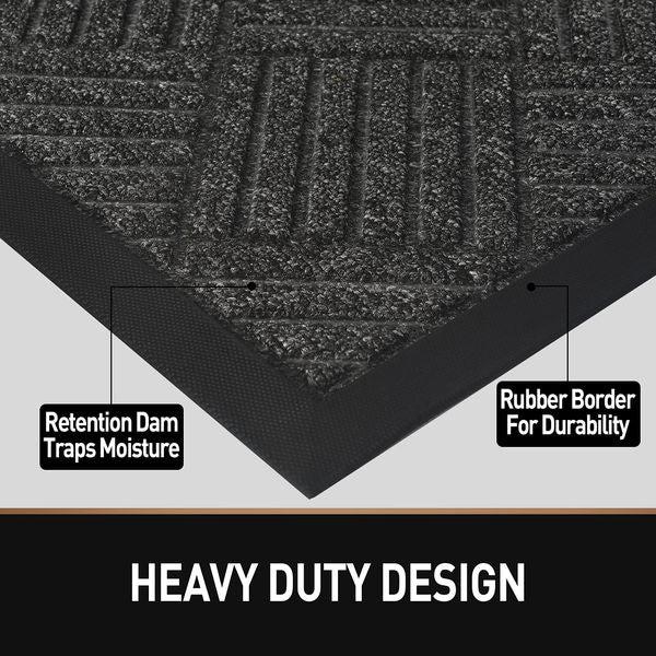 Mibao Door Mat Indoor and Outdoor, 45 x 75 cm, Dark Grey Entrance Door Mat, Anti Slip Front Door Mat, Multipurpose Floor Mat, Absorbent and Soft Surface with Natural Rubber Backing 2