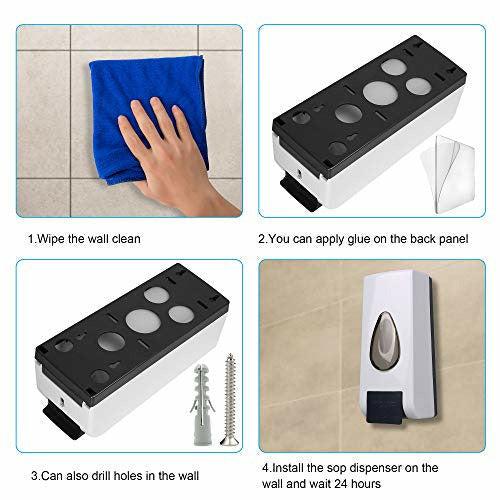 OOTO Wall Mounted Hand Sanitizer Dispenser, Manual Soap Dispenser Shower Gel Lotion Container with 360ml Capacity for Bathroom Kitchen Office 4