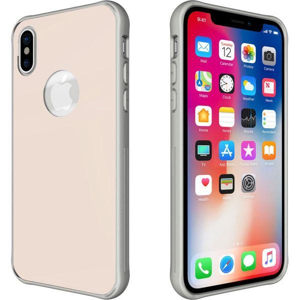 TUDIA Ceramic Feel Tempered Glass Back Panel Designed for Apple iPhone X Case [GLOST] Shockproof Protective Slim Soft Durable TPU Bumper Lightweight Shock Absorption Cover (Rose Gold) 1
