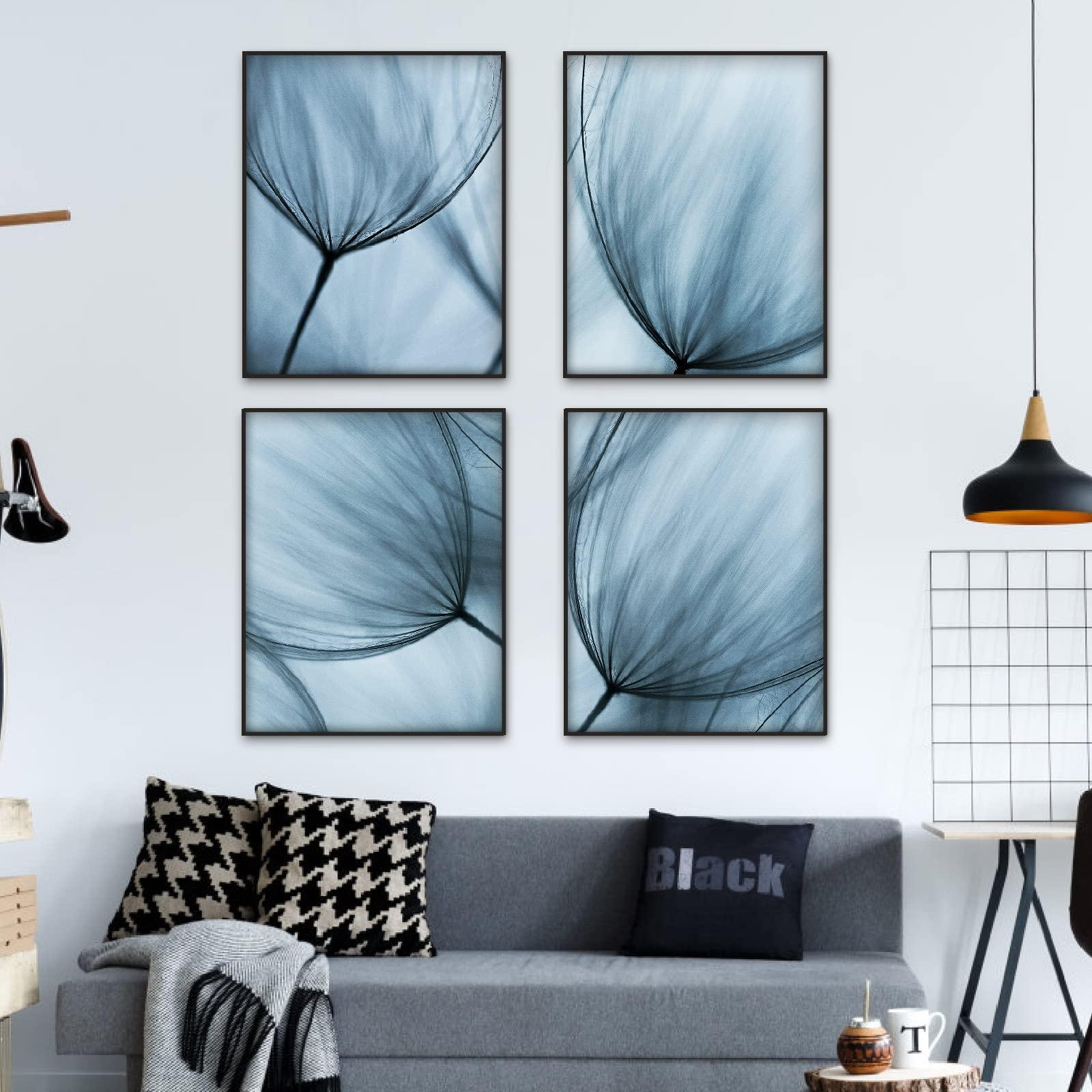 Berkin Arts Wall Art Unframed Prints Giclee Art Paper Set of 4, 11x14 inch Dandelion Artwork, Home Decoration Flower Grey Rustic Nature Beautiful Plant Illustrations Scenery Great Gift Prints 2