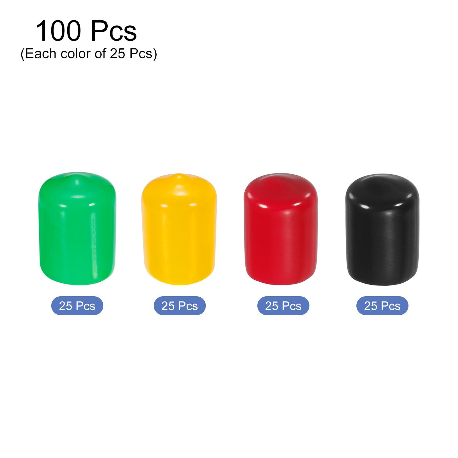 sourcing map 100pcs 16mm Rubber End Caps Cover Assortment PVC Vinyl Screw Thread Protector Round Wire Shelf Caps for Screw Bolt Pipe Fence Post 2