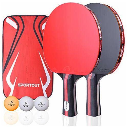 EasyroomTable Tennis Racket Bat Set, Pingpong Paddle with 2 Bats and 3 Balls 0