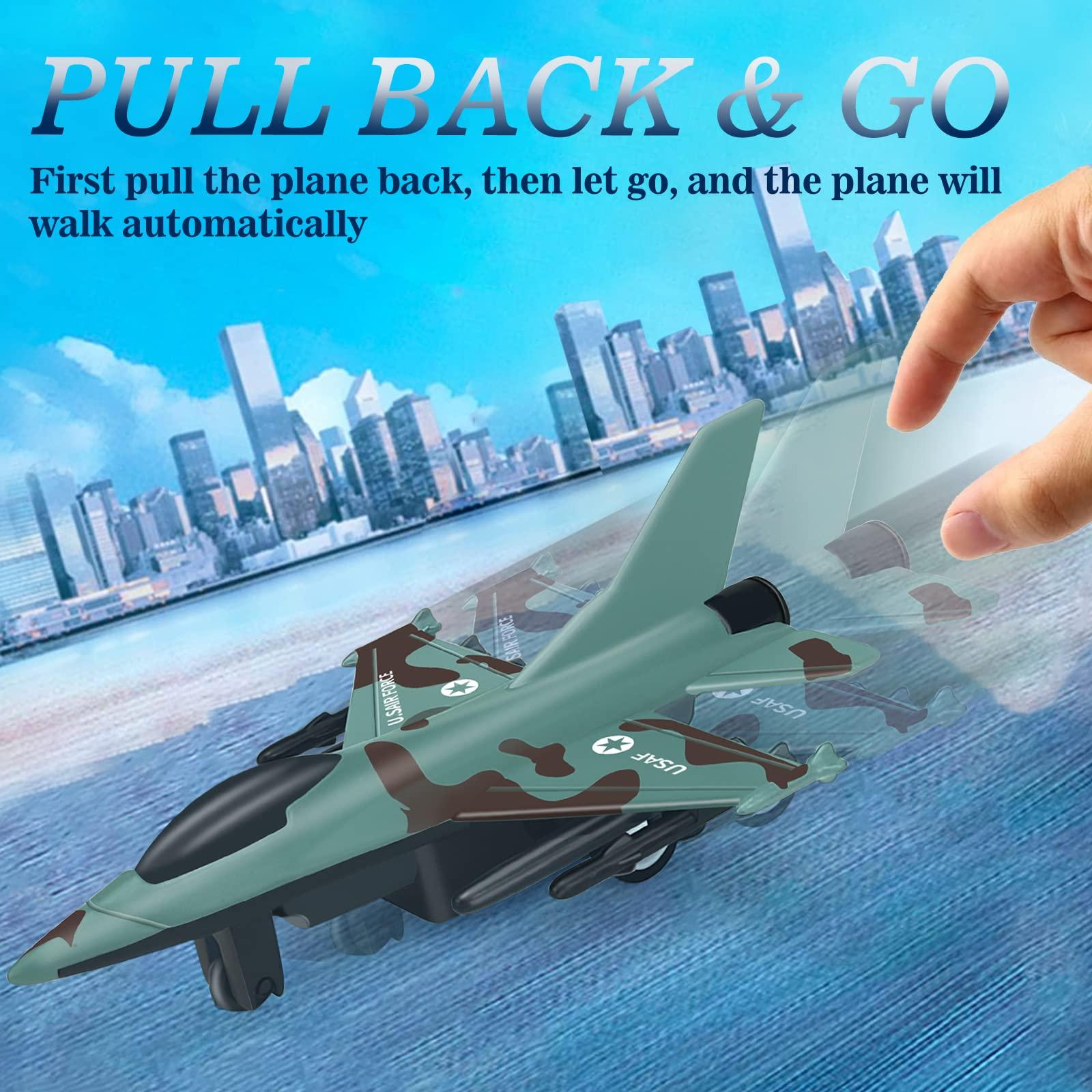 Tcvents 8 Pack Airplane Toys for 3 4 5 6 Year Boys, Pull Back Metal Military Plane Toys Die Cast Plane Models Kids' Play Vehicles Toy Airplanes for Kids Birthday Party Favors 4